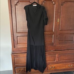 Zara Black Asymmetrical Pleated Dress